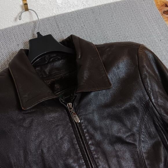 James & John ITALY Vintage Leather Jacket Womens Medium Euro4X Saddle Brown Boho - Picture 6 of 16